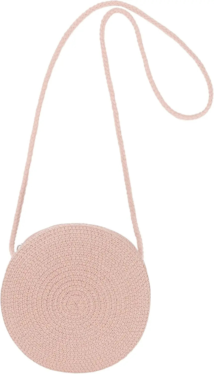 Minimalist Straw Bag Round Crossbody Purse Women Shoulder Vocation Style Handbag genuine grade new in handbag