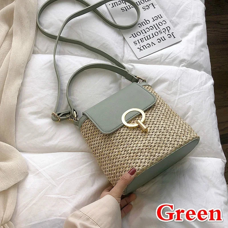 Beach Vacation Woven Women's Bag 2023 New Fashion Trend Korean Version Versatile Fashion Handheld Crossbody Bucket Bag