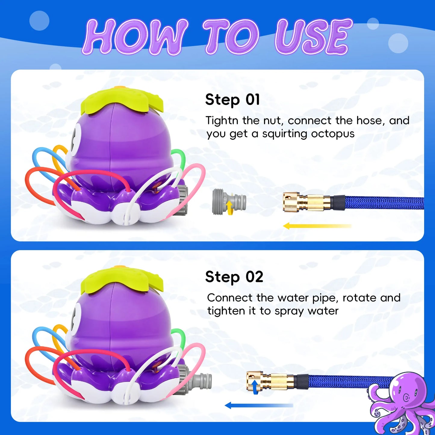 Summer Water Toy Sprinkler Rotating Spray Outdoor Games for Kids Garden Octopus Backyard Yard Cartoon Splash Baby Bath Toys Gift